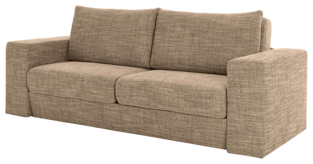 ZWEISITZER-SOFA inkl. Hocker Webstoff Braun, Beige  - Beige/Schwarz, Design, Kunststoff/Textil (172/96/107cm) - LOOKS by W.Joop