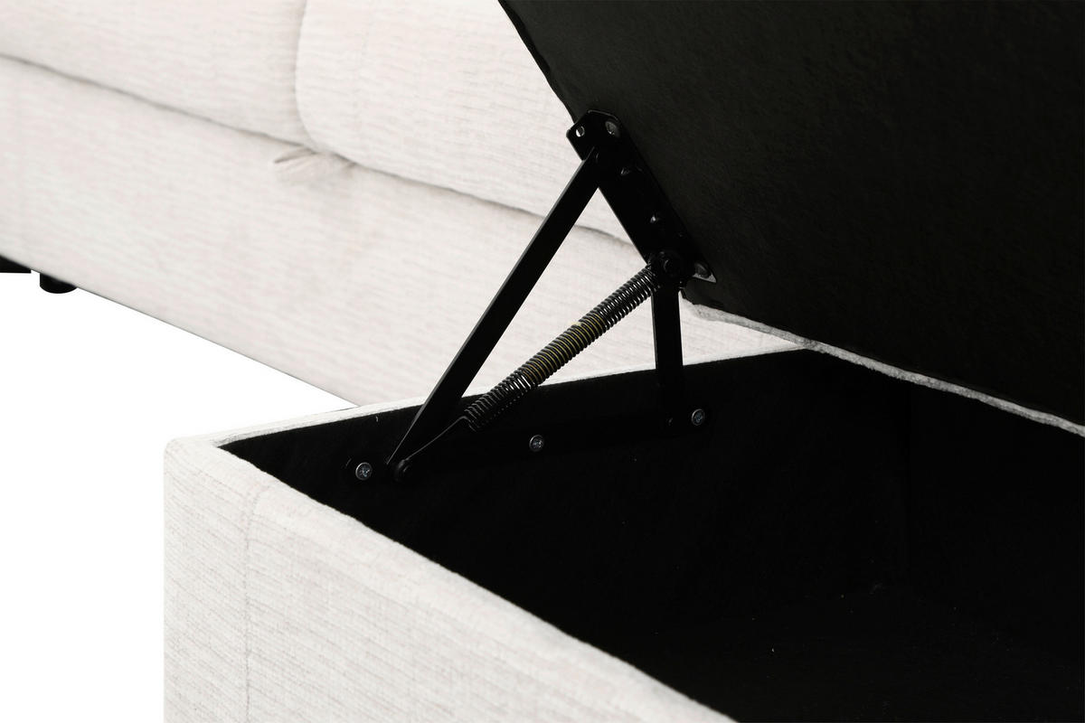 ECKSOFA Weiß Leinenoptik  - Schwarz/Weiß, KONVENTIONELL, Holz/Kunststoff (286/101/338cm) - Livetastic