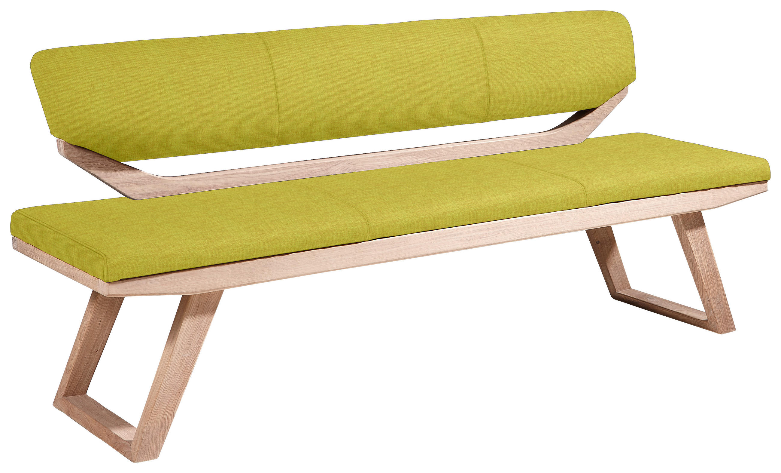 SITZBANK 190/81/56 cm Webstoff Olivgrün Holz - Eichefarben/Olivgrün, Natur, Holz/Textil (190/81/56cm) - Linea Natura