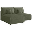 ECKSOFA Olivgrün Cord Zierkissen, Rückenkissen, Schlaffunktion, Rücken echt  - Schwarz/Olivgrün, MODERN, Kunststoff/Textil (153/200cm) - Xora