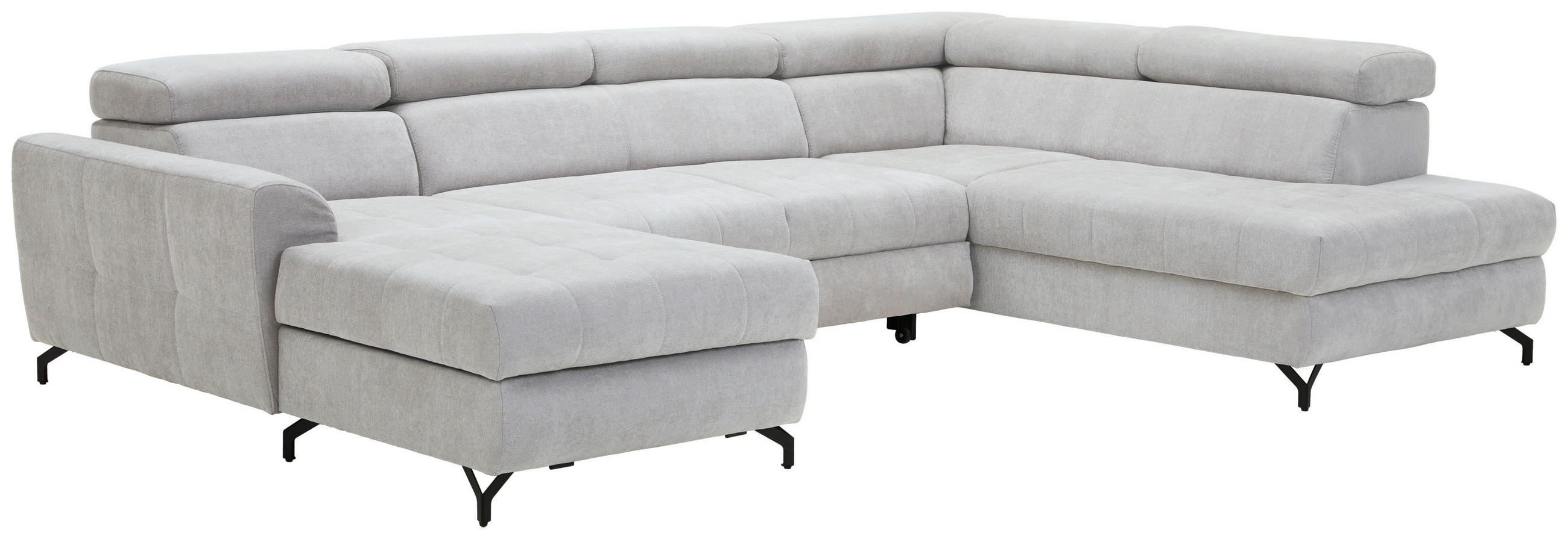 Thumbnail - Stylife Wohnlandschaft, Creme, Textil, 6-Sitzer, U-Form, 327x203 cm, Bettkasten erhältlich, Bettfunktion Hocker Rücken e...