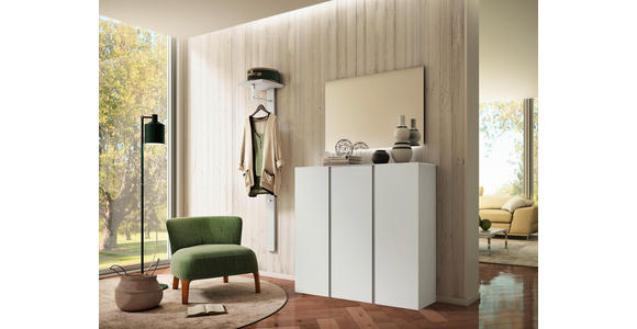 GARDEROBE 3-teilig  in 170/185/33 cm  - Weiß, Design, Glas/Holzwerkstoff (170/185/33cm) - Moderano