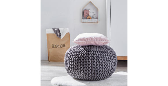 POUF Textilgeflecht Uni Grau 55/55/35 cm  - Grau, Trend, Textil (55/55/35cm) - Linea Natura