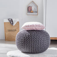 TABURETKA „PUFF“, 55/55/35 cm - sivá, Trend, textil (55/55/35cm) - Linea Natura