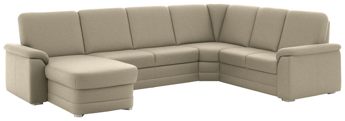 WOHNLANDSCHAFT  in Chenille Sandfarben  - Sandfarben/Alufarben, KONVENTIONELL, Holz/Textil (160/329/235cm) - Beldomo Comfort