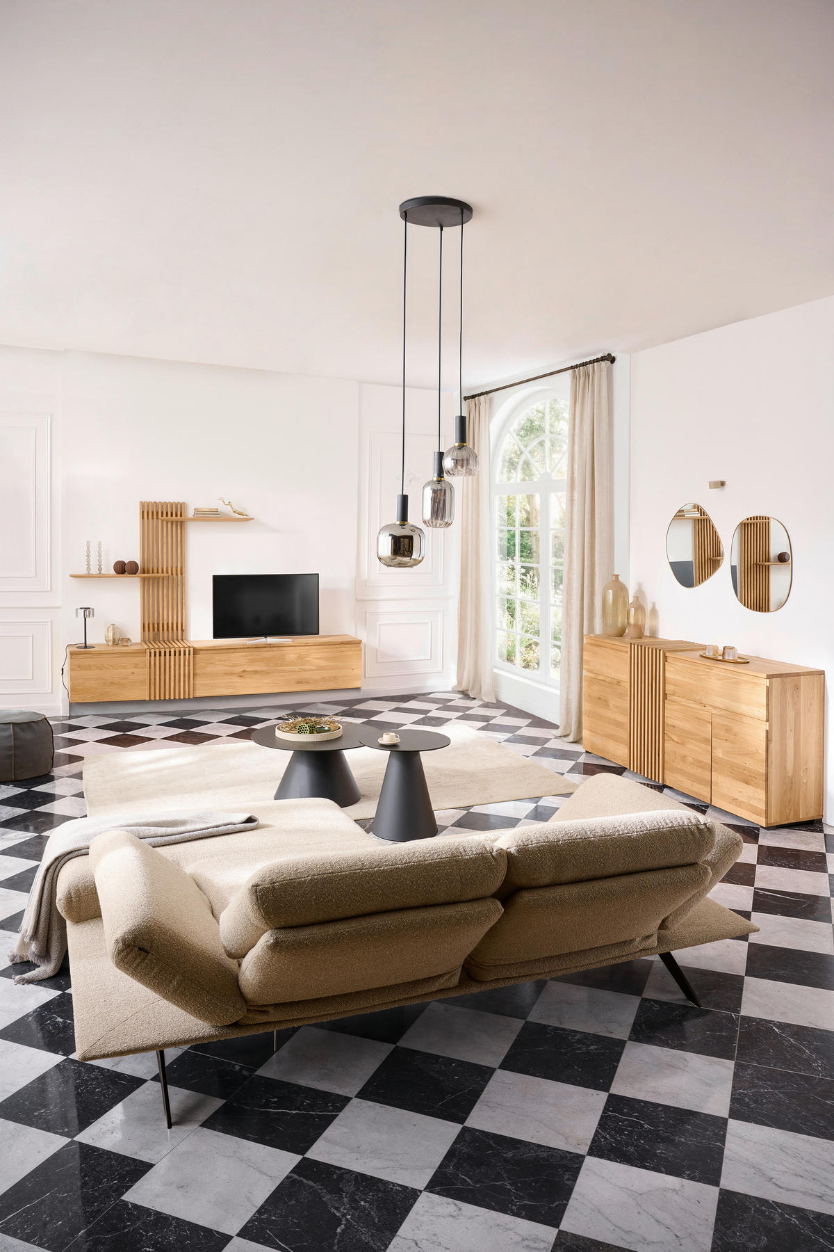 WOHNWAND  in Eichefarben  248.8/163/44 cm  - Eichefarben, Natur, Holz (248.8/163/44cm) - Linea Natura