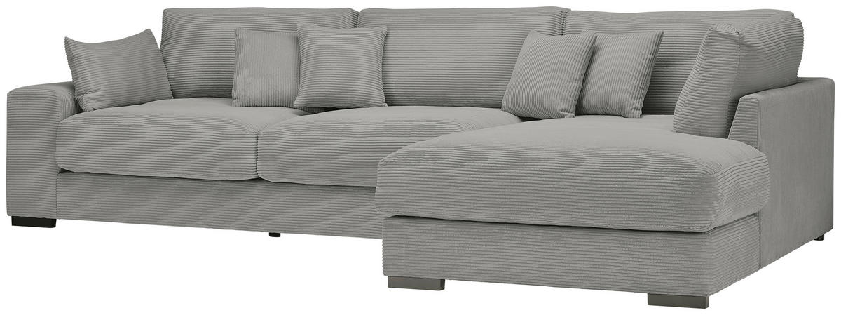 ECKSOFA in Cord Grau  - Schwarz/Grau, Design, Kunststoff/Textil (340/205cm) - Lomoco