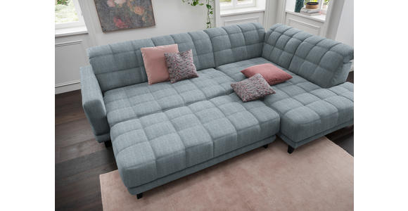 ECKSOFA in Webstoff Hellblau  302/216 cm  - Schwarz/Hellblau, Design, Holz/Textil (302/216cm) - Xora