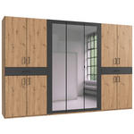 DREHTÜRENSCHRANK  in Graphitfarben, Eiche Artisan  - Schwarz/Graphitfarben, KONVENTIONELL, Glas/Holzwerkstoff (313/208/58cm) - Carryhome