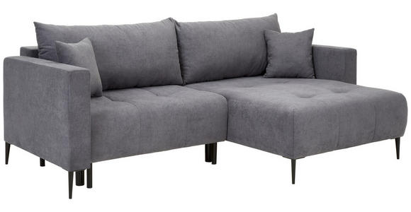 ECKSOFA in Velours Dunkelgrau  - Dunkelgrau/Schwarz, KONVENTIONELL, Textil/Metall (226/155cm) - Carryhome