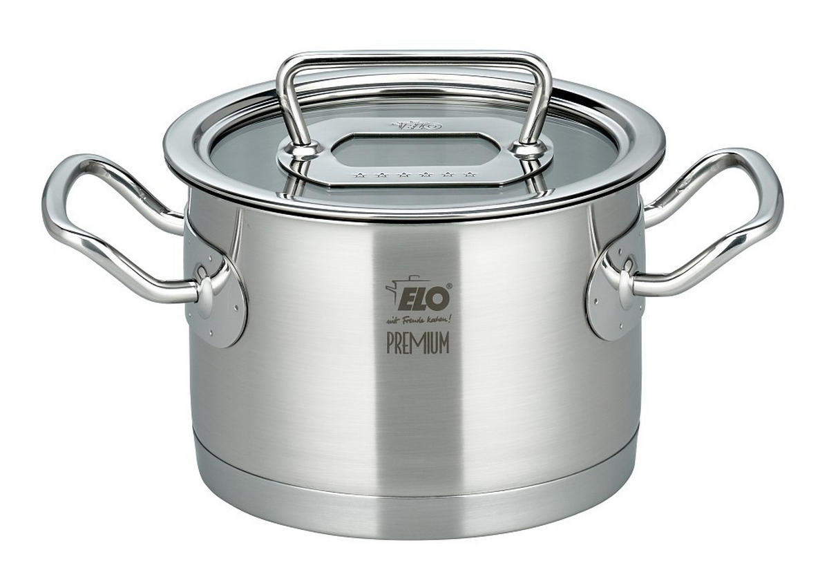 KOCHTOPFSET ELO Gourmet Plus 6-teilig  - Edelstahlfarben/Transparent, Design, Glas/Metall - ELO