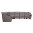 ECKSOFA Grau Echtleder  inkl.  - Schwarz/Grau, KONVENTIONELL, Leder/Kunststoff (260/324cm) - Cantus