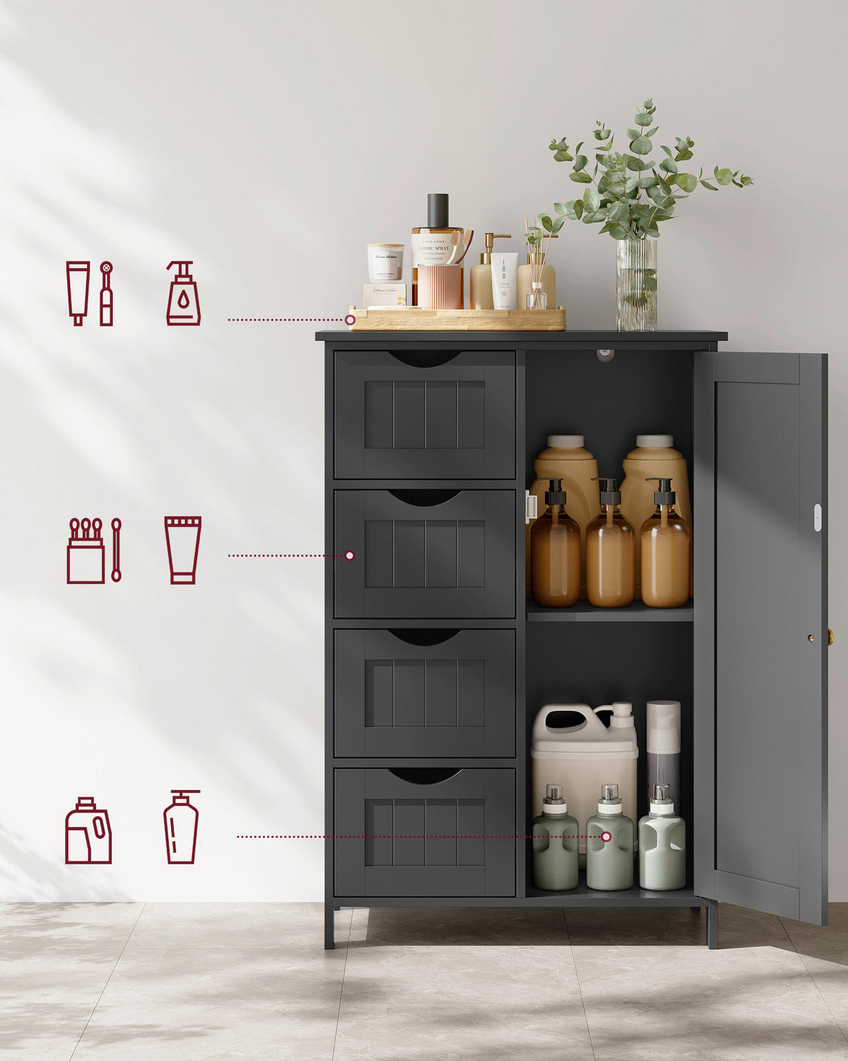 MIDISCHRANK 55/82/30 cm  - Schwarz, MODERN, Holzwerkstoff (55/82/30cm) - MID.YOU