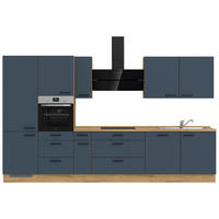 KÜCHENBLOCK 360 cm   in Eichefarben, Dunkelblau  - Eichefarben/Schwarz, MODERN, Holzwerkstoff/Metall (360cm) - Nobilia