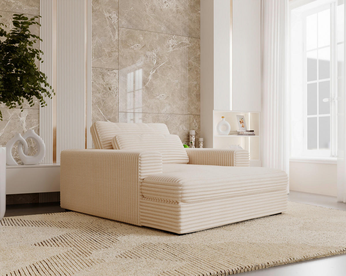 XXL-SESSEL - Creme/Schwarz, MODERN, Kunststoff/Textil (122/80/159cm) - Lomoco