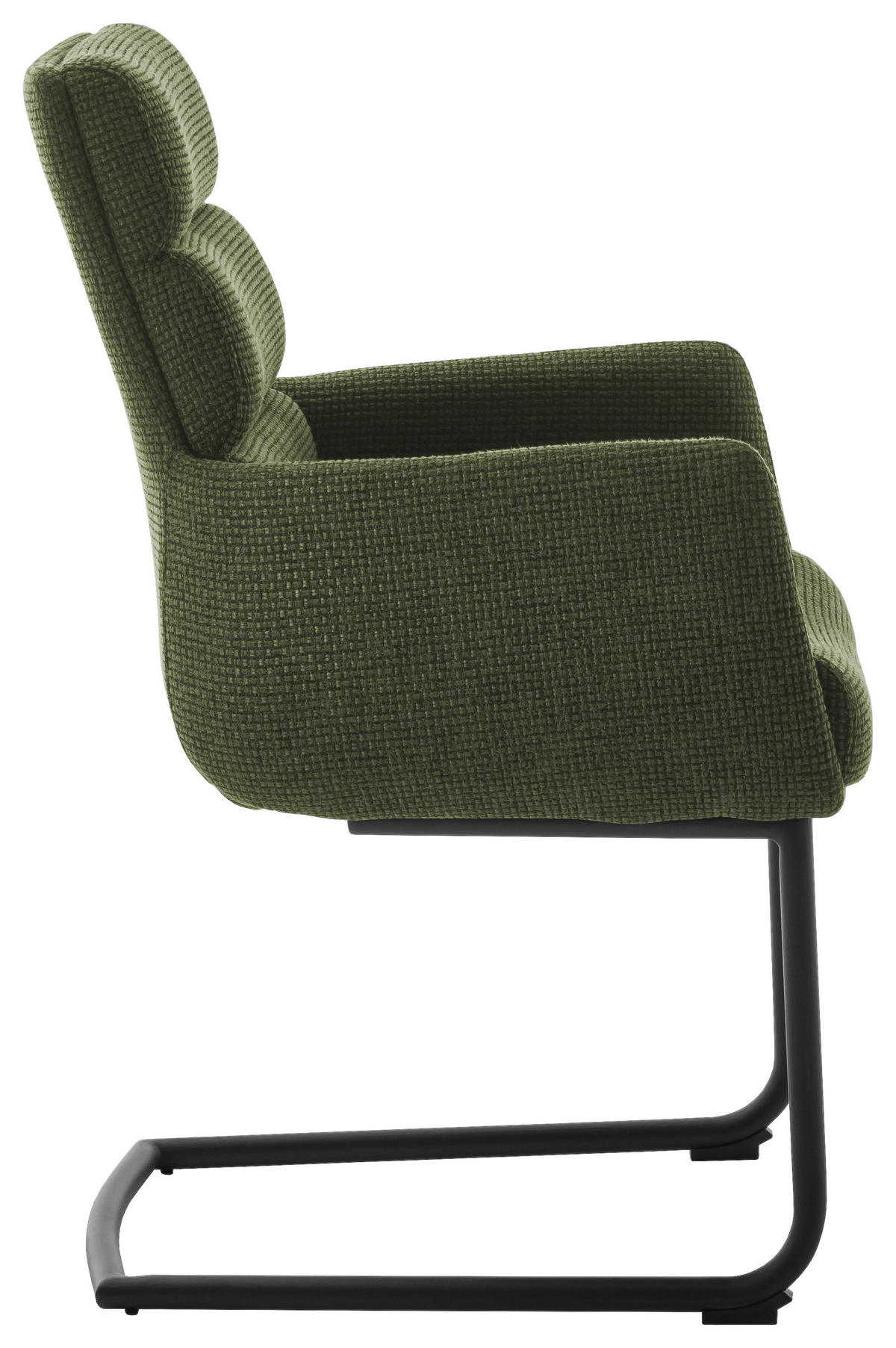 ARMLEHNSTUHL  in Stahl Webstoff  - Schwarz/Olivgrün, Design, Textil/Metall (61/90/64cm) - Dieter Knoll