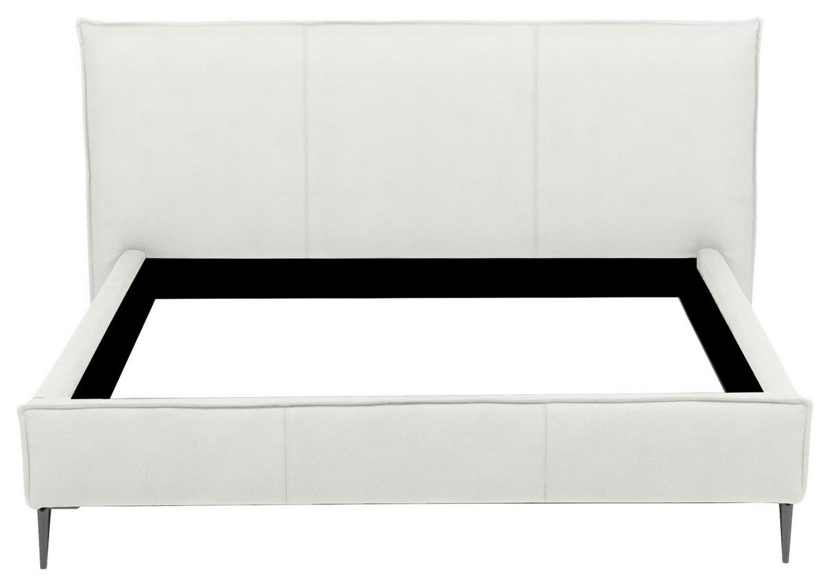 POLSTERBETT 180/200 cm,  in Weiß, gepolstertes Kopfteil,  - Schwarzchrom/Weiß, KONVENTIONELL, Leder/Metall (180/200cm) - Esposa