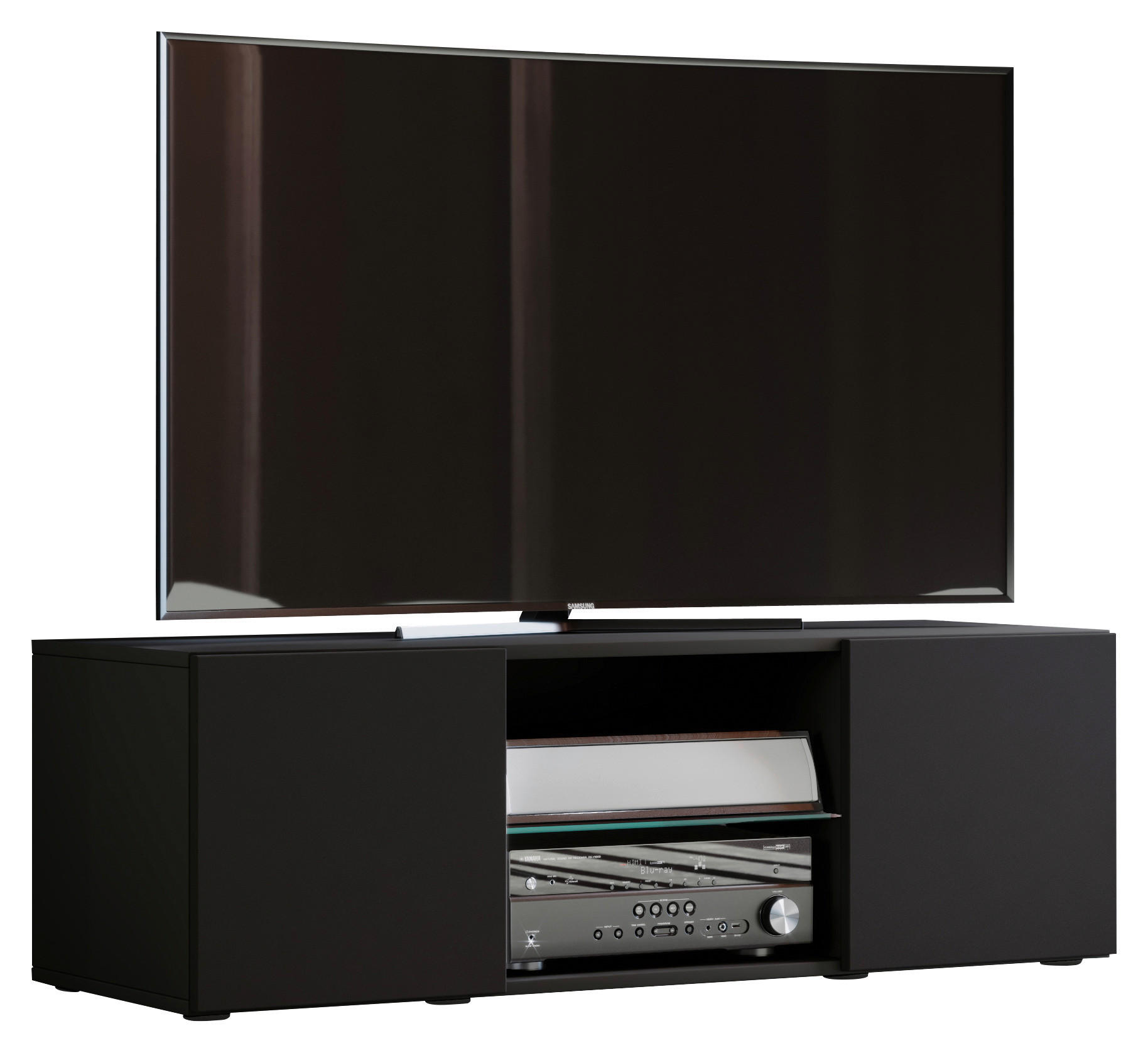 TV-ELEMENT - Schwarz, KONVENTIONELL, Glas/Holzwerkstoff (115/40/36cm) - MID.YOU
