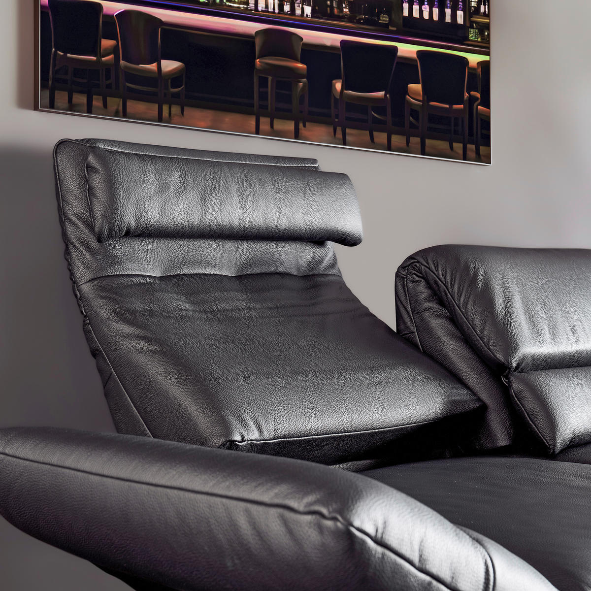 2-SITZER-SOFA Echtleder Schwarz  - Chromfarben/Schwarz, Design, Leder/Metall (178-226/82/96-177cm) - Dieter Knoll