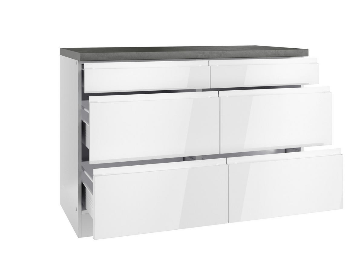 BÄNKSKÅP 120/86/60 cm  i grå, vit, vit högglans  - vit/vit högglans, Lifestyle, trämaterial (120/86/60cm) - Held