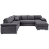 Wohnlandschaft in Cord Grau  - Chromfarben/Grau, KONVENTIONELL, Textil/Metall (219/305/157cm) - Livetastic