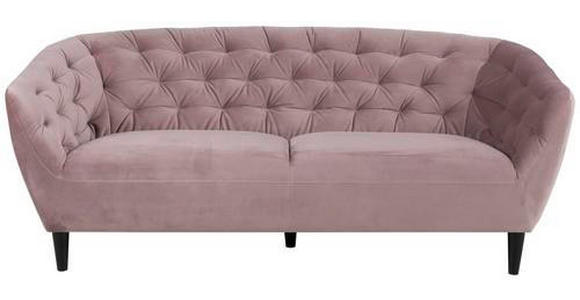 CHESTERFIELD-SOFA in Samt Rosa  - Schwarz/Rosa, Trend, Holz/Textil (191/78/84cm) - Ambia Home