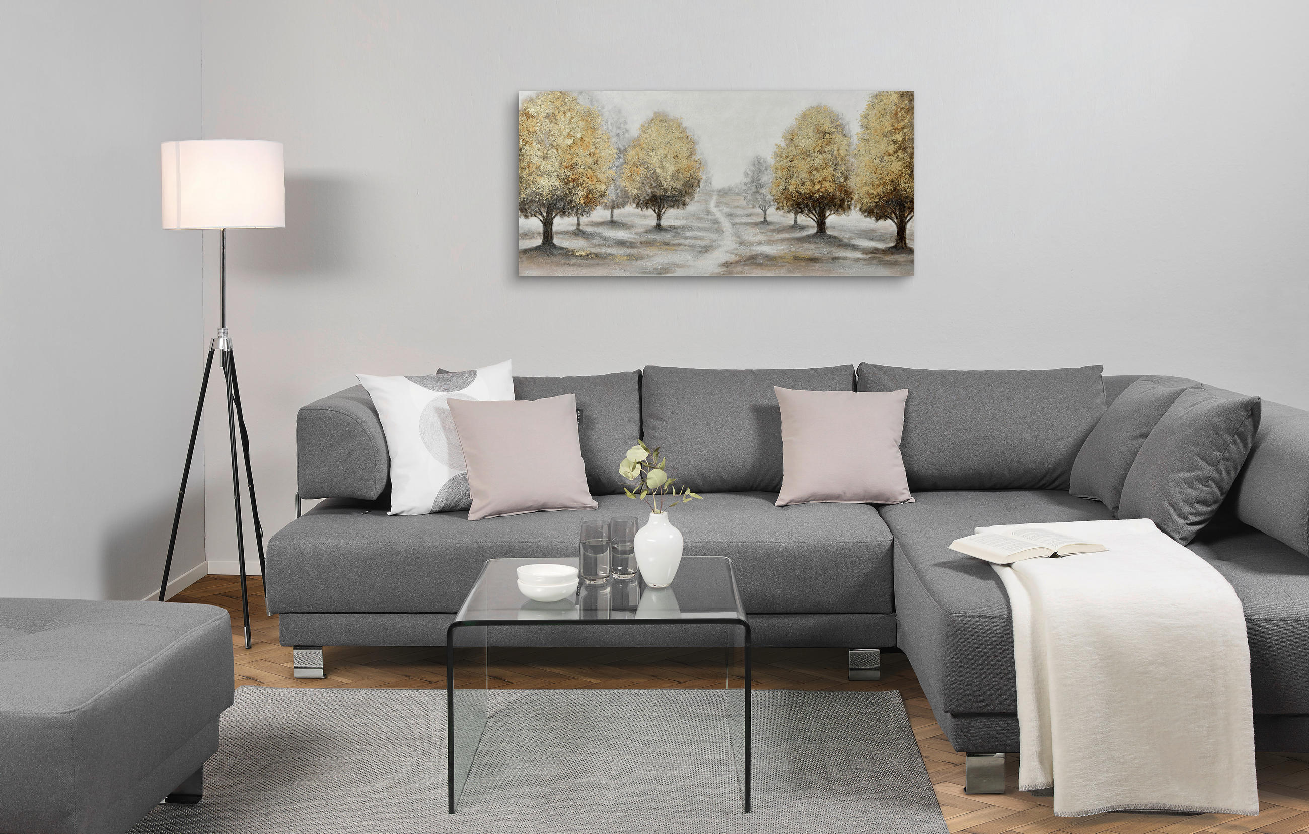 ÖLGEMÄLDE Bäume 150/70 cm  - Hellbraun/Braun, Design, Holz/Textil (150/70cm) - Monee