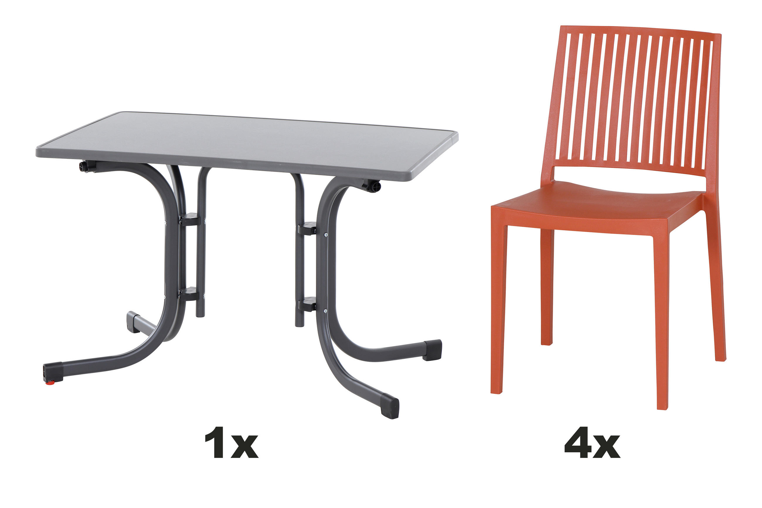 GARTENGARNITUR 3-teilig Stahl  - Rot, Basics, Kunststoff/Metall (70/80/110cm) - Siena Garden
