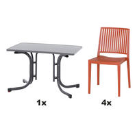 GARTENGARNITUR 3-teilig Stahl  - Rot, Basics, Kunststoff/Metall (70/80/110cm) - Siena Garden