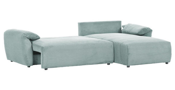 ECKSOFA Mintgrün Cord Rückenkissen, Schlaffunktion, Rücken echt, Stauraum, Liegefläche im Originalstoff  - Schwarz/Mintgrün, KONVENTIONELL, Kunststoff/Textil (266/180cm) - Carryhome