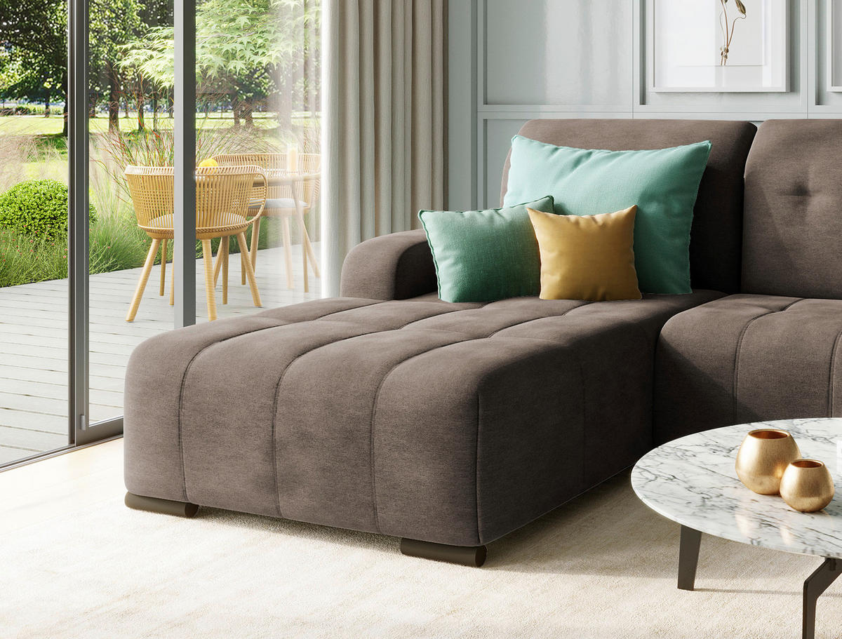 ECKSOFA in Mikrofaser Dunkelbraun  - Dunkelbraun/Schwarz, Modern, Textil/Metall (292/185cm) - Livetastic