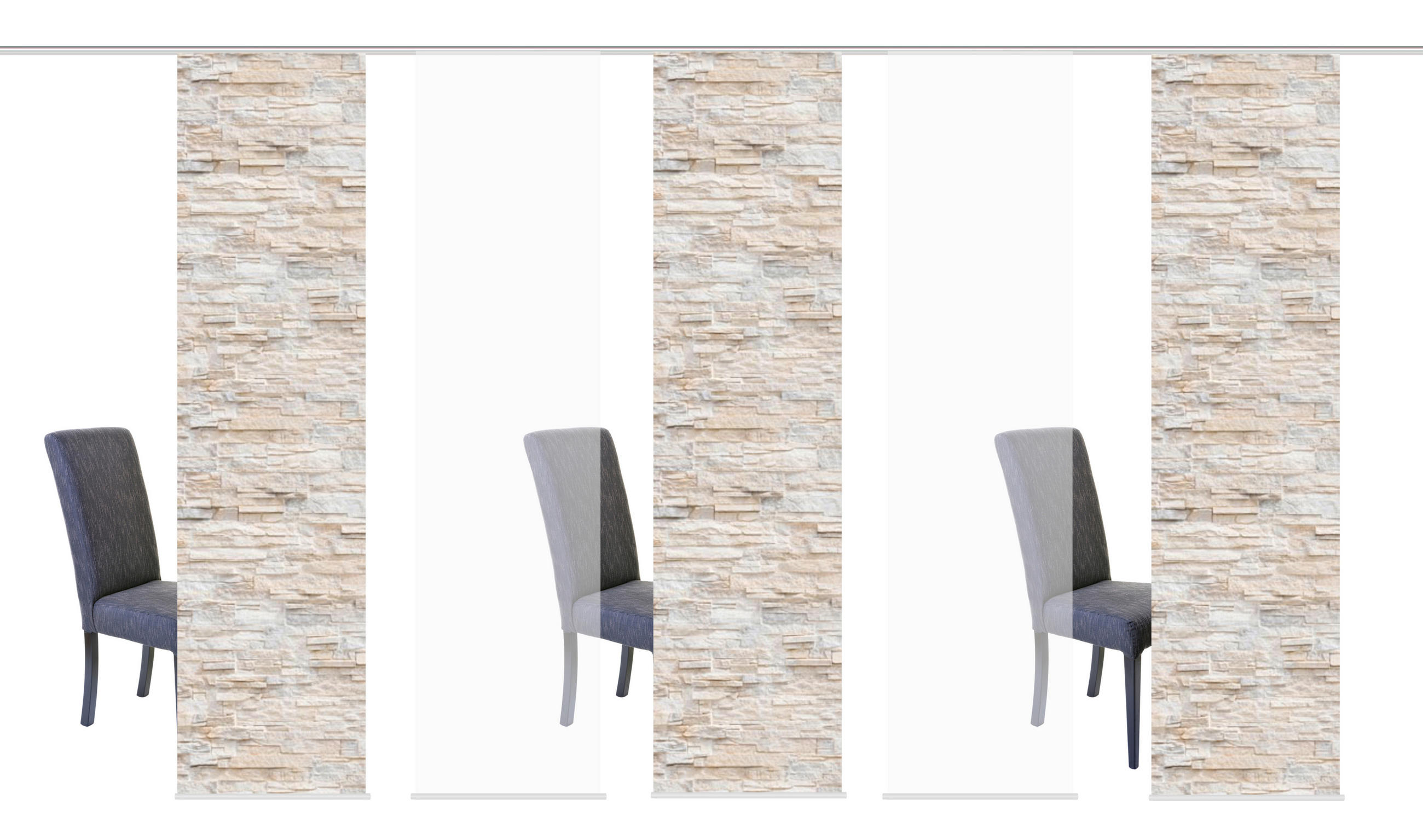 FLÄCHENVORHANG  5 Stück  halbtransparent   60/245 cm  - Naturfarben, Design, Textil (60/245cm)