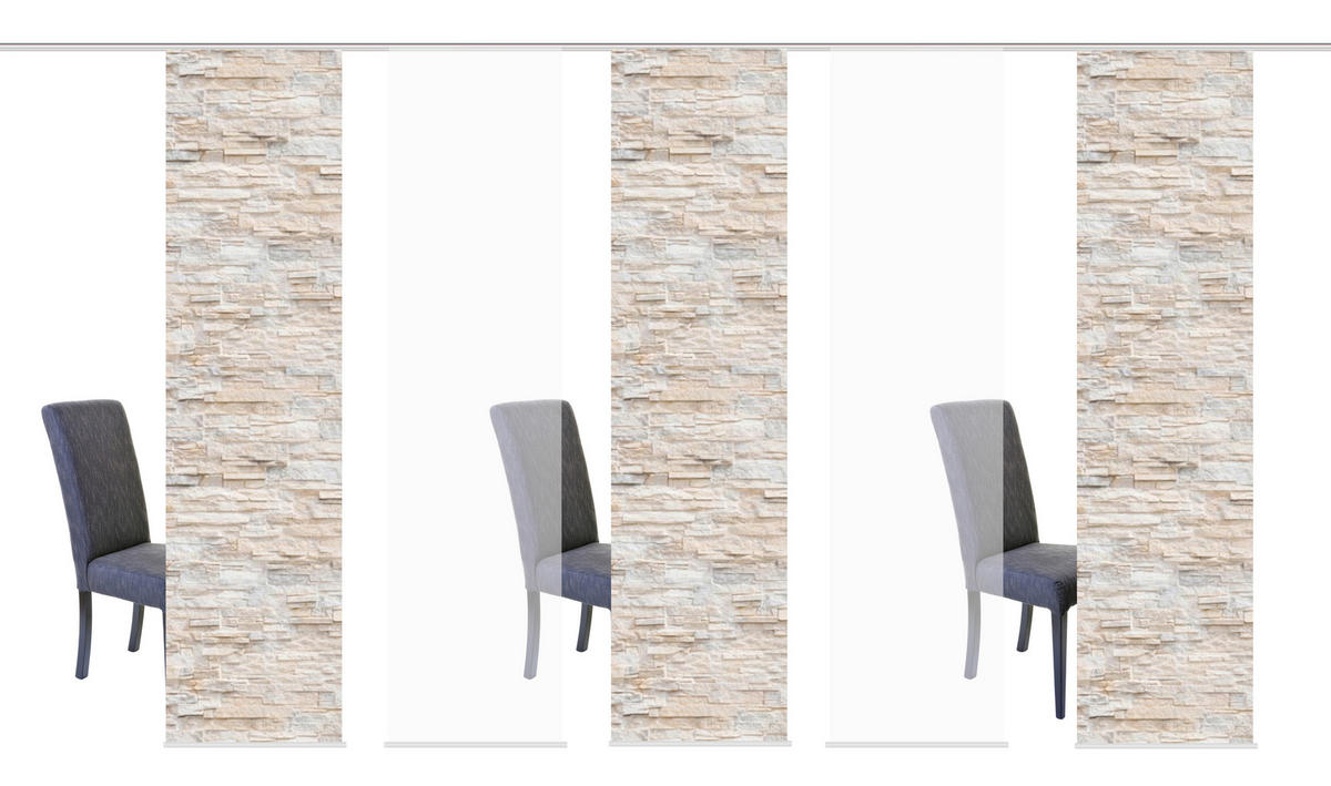 FLÄCHENVORHANG  5 Stück  halbtransparent   60/245 cm  - Naturfarben, Design, Textil (60/245cm)