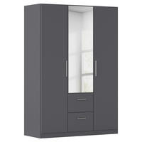 DREHTÜRENSCHRANK 135/197/54 cm,  in Grau, 3-türig  - Alufarben/Grau, KONVENTIONELL, Glas/Holzwerkstoff (135/197/54cm) - home24