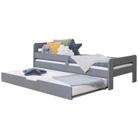 Bett Bennet mit Ausziehbett 90/200 cm Hellgrau  - Hellgrau, Modern, Holz (90/200cm) - MID.YOU