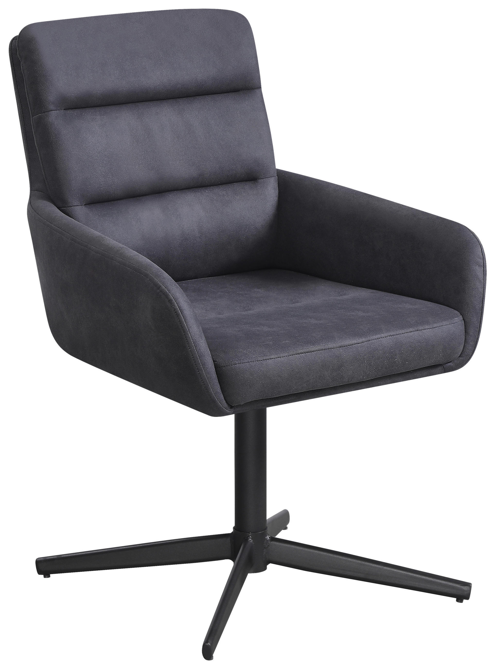 ARMLEHNSTUHL  Sitzfläche 360° drehbar Webstoff  Schwarz, Dunkelgrau  - Dunkelgrau/Schwarz, Design, Textil/Metall (61/89/66cm) - Carryhome