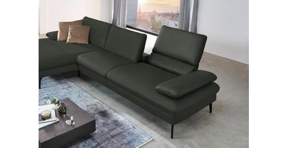 ECKSOFA in Echtleder Dunkelgrün 157/325 cm - Dunkelgrün/Schwarz, Design, Leder/Metall (157/325cm) - Dieter Knoll