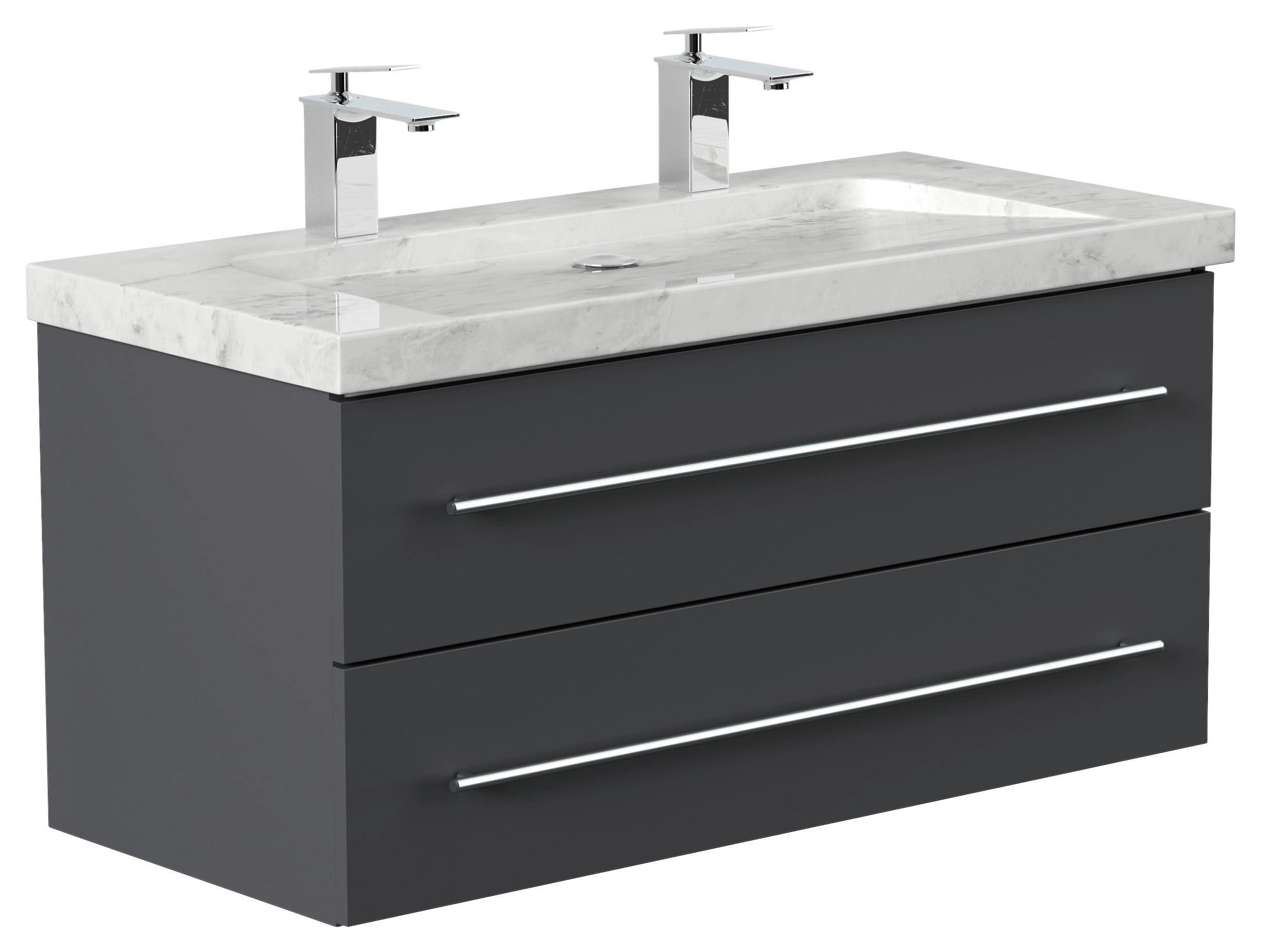 WASCHTISCHKOMBI 100 cm  - Graphitfarben, Basics, Holzwerkstoff/Stein (100cm) - MID.YOU