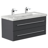 WASCHTISCHKOMBI 100 cm  - Graphitfarben, Basics, Holzwerkstoff/Stein (100cm) - MID.YOU