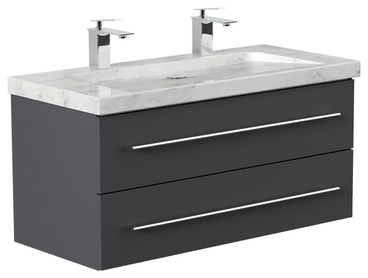 WASCHTISCHKOMBI 100 cm  - Graphitfarben, Basics, Holzwerkstoff/Stein (100cm) - MID.YOU