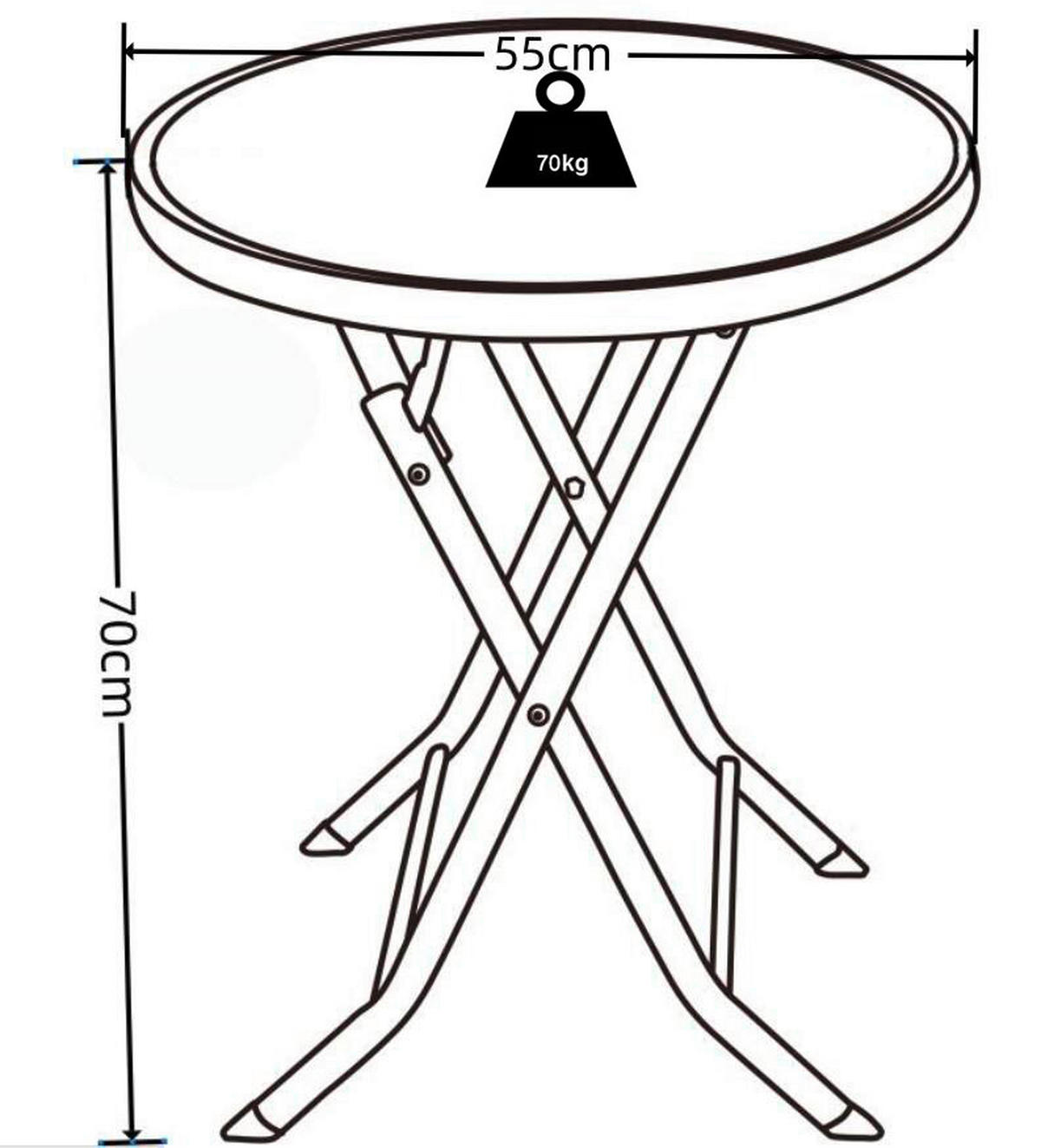 UTEBORD metall, glas nej rund  - antracit, Modern, metall/glas (55/70cm) - MID.YOU