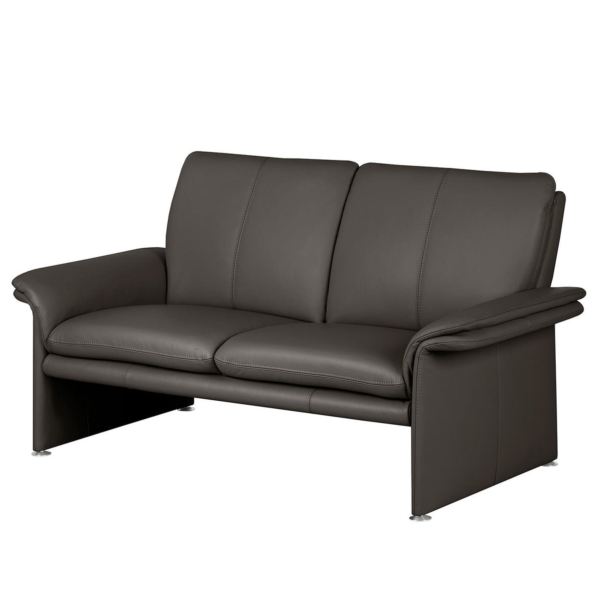 2-SITZER-SOFA Dunkelbraun Echtleder  - Dunkelbraun/Silberfarben, Design, Leder/Metall (164/90/88cm) - Livetastic