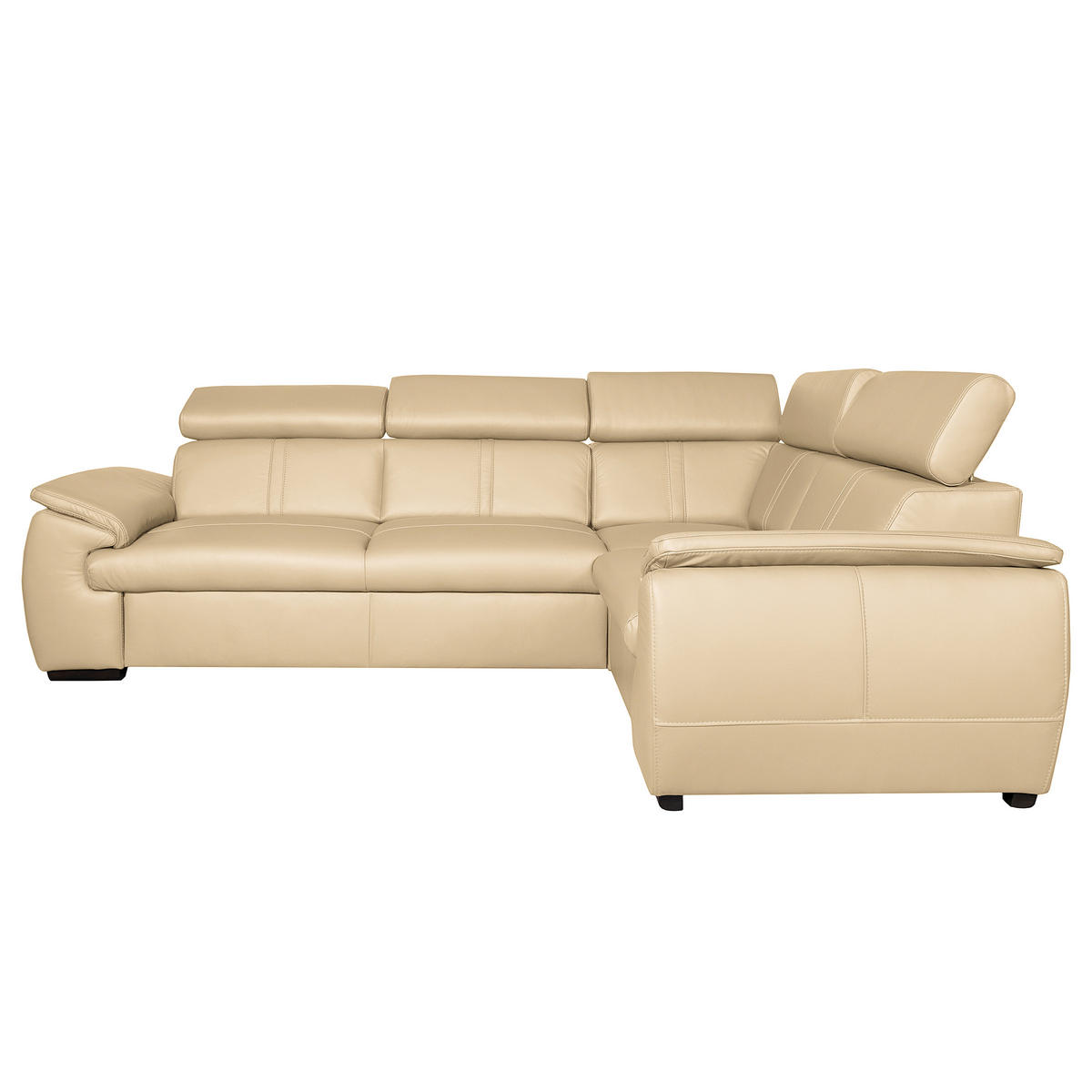 ECKSOFA Beige Echtleder  - Wengefarben/Beige, Design, Leder/Holz (265/193cm) - Livetastic