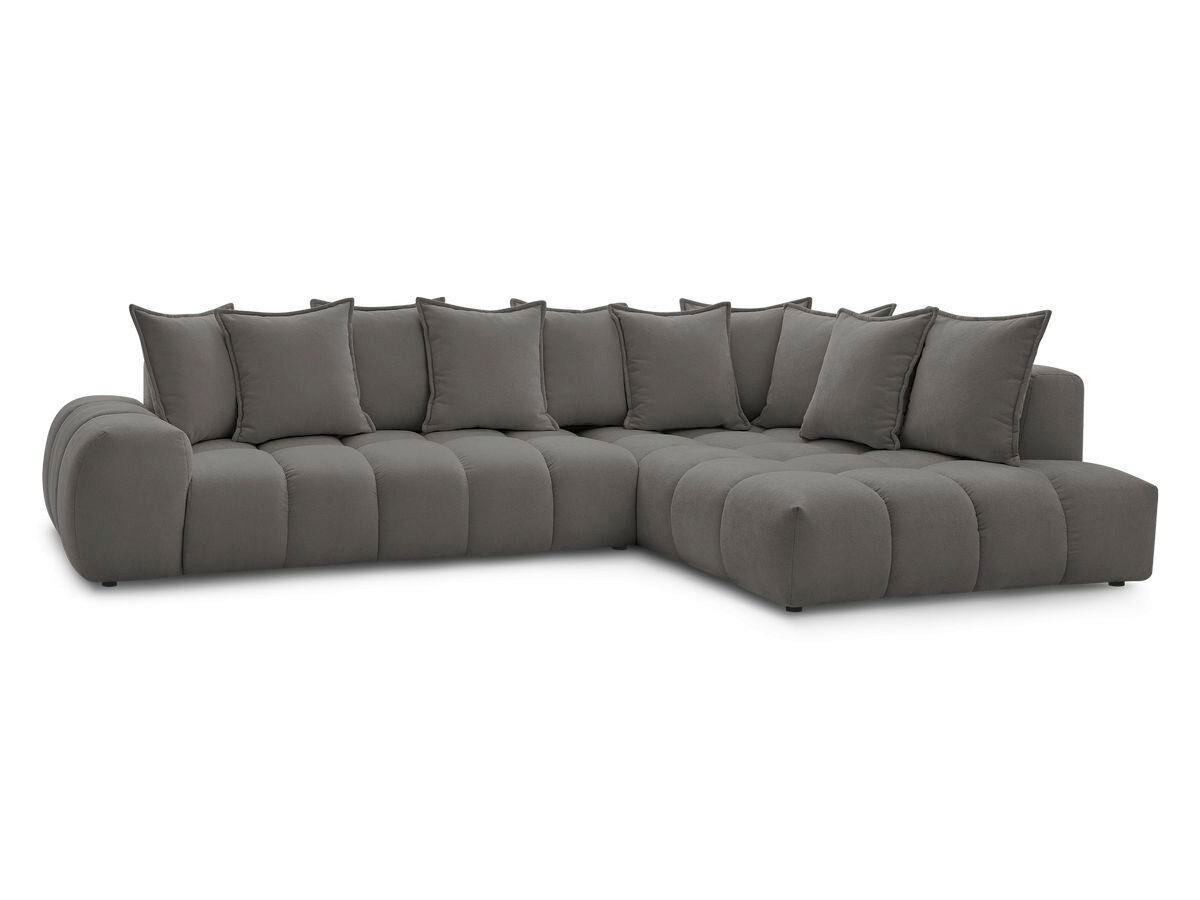 ECKSOFA Ottomane rechts  EVEREST Dunkelgrau Struktur  - Dunkelgrau/Schwarz, MODERN, Kunststoff/Textil (352/210cm) - Livetastic