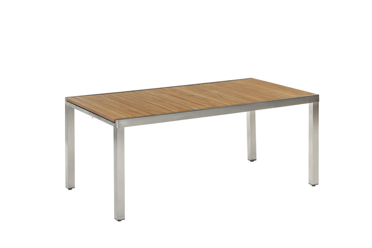 GARTENTISCH Holz, Metall rechteckig  - Silberfarben/Akaziefarben, KONVENTIONELL, Holz/Metall (180-240/100/74cm) - Gardenson