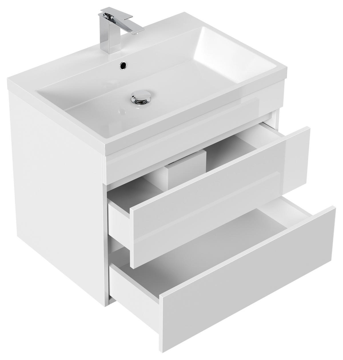 WASCHTISCHKOMBI 70 cm  - Weiß Hochglanz/Weiß, Basics, Holzwerkstoff/Stein (70cm) - MID.YOU