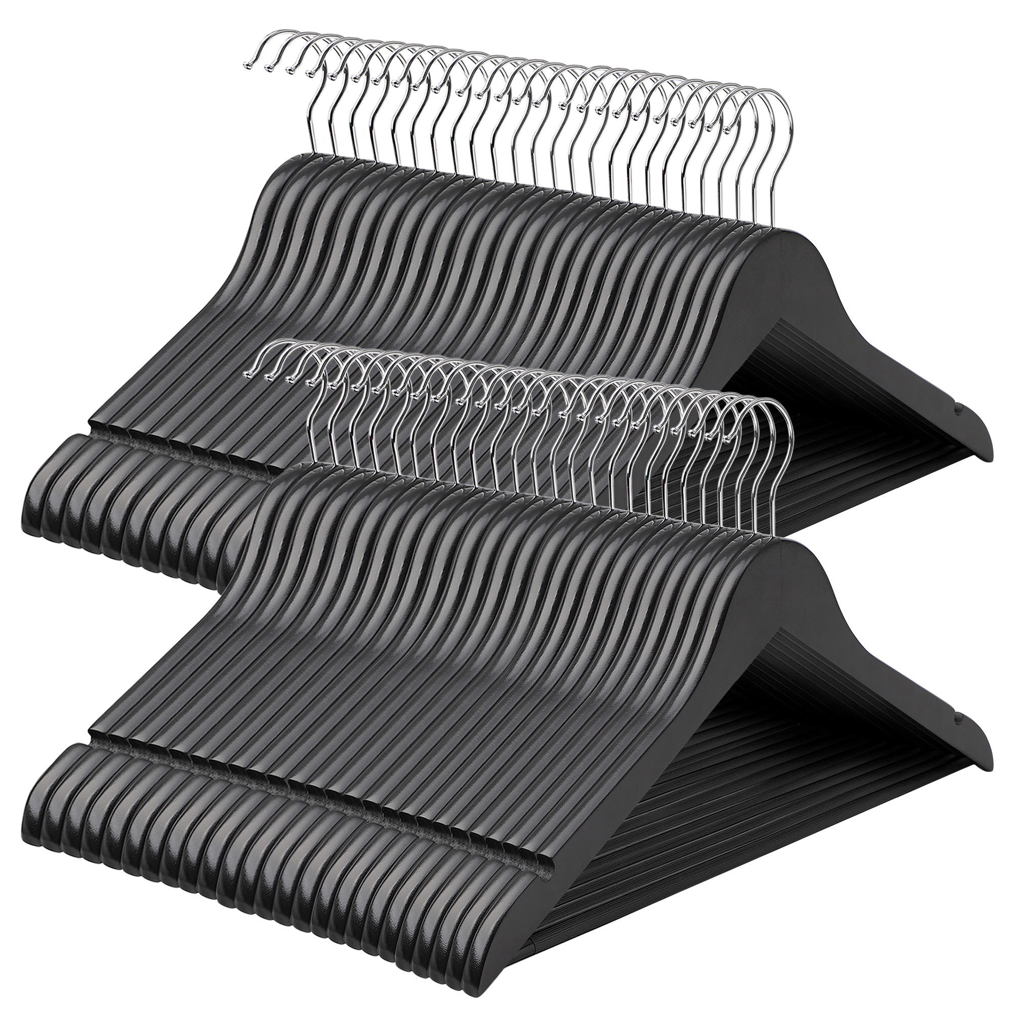 KLEIDERBÜGELSET 44,5 cm Holz, Metall  - Schwarz, Basics, Holz/Metall (44,5cm)