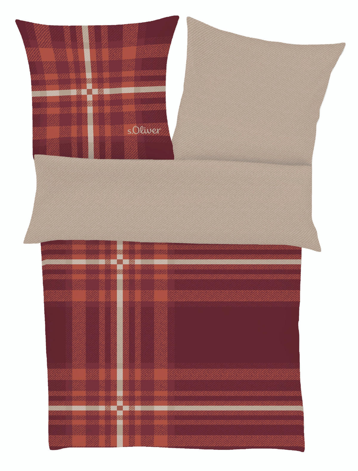 WENDEBETTWÄSCHE Flanell 140/200 cm  - Bordeaux, Basics, Textil (140/200cm) - S. Oliver