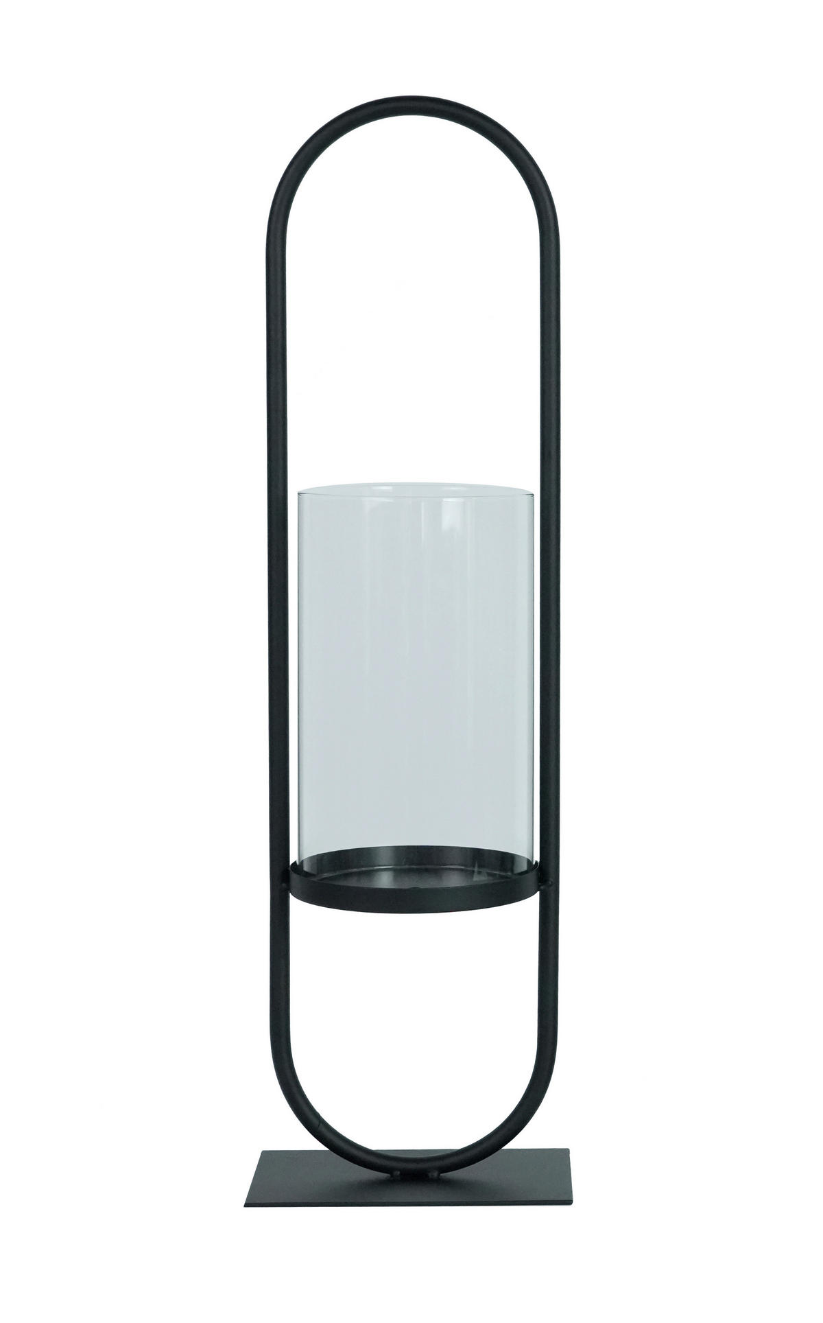 KERZENHALTER - Klar/Schwarz, Trend, Glas/Metall (16/54,5/12,7cm)