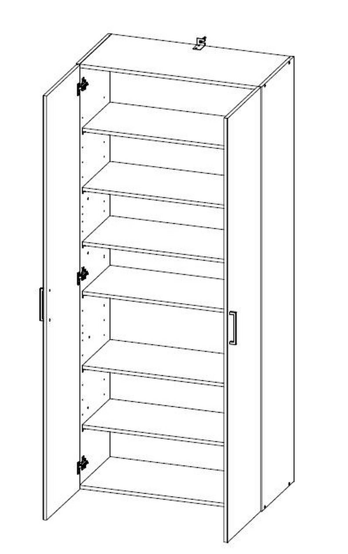 VIACÚČELOVÁ SKRIŇA, farba duba, 80/185/40 cm - farba duba/hliníková, Konventionell, kompozitné drevo/plast (80/185/40cm) - Xora